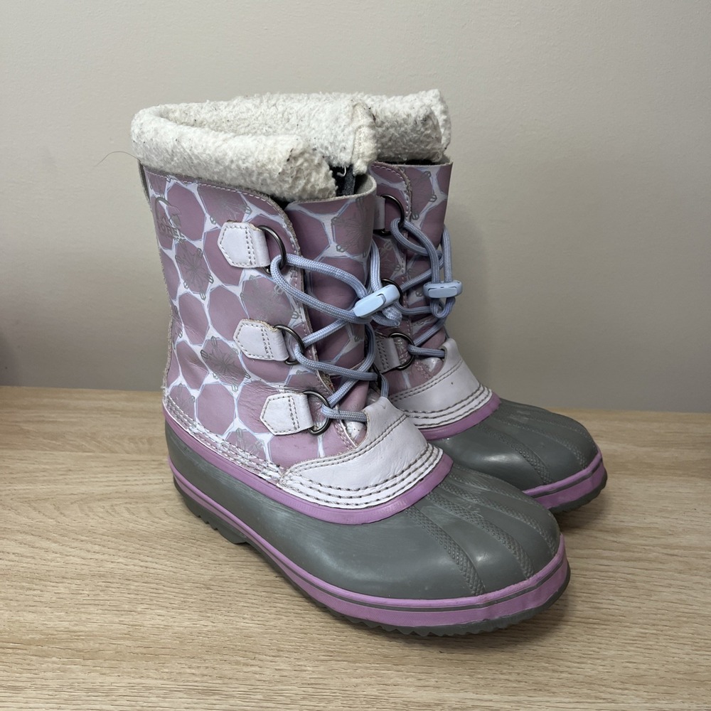 Sorel‎ Yoot Pac Purple Snowflake Winter Boots Woman's Size 6 EUR 38